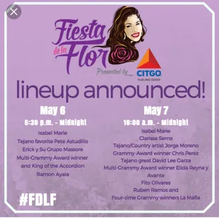 Fiesta de la Flor 2016 Line up