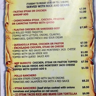 menu