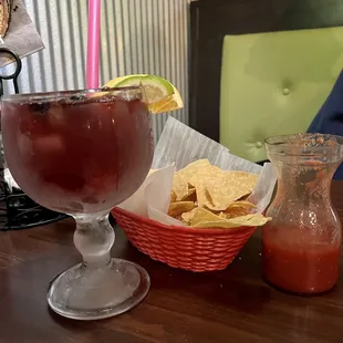 Sangria with chips and salsa