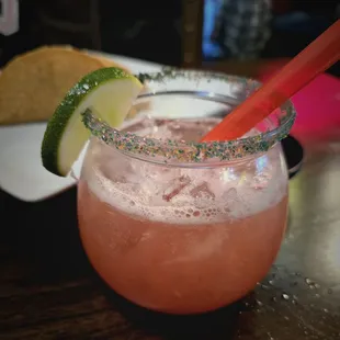 Happy Hour Strawberry Marg on the rocks!