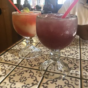 Frozen Strawberry Margarita and Prickly Pear Margarita