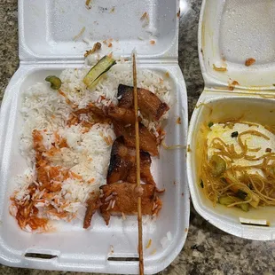 Grilled pork Barbeque with small side pancit