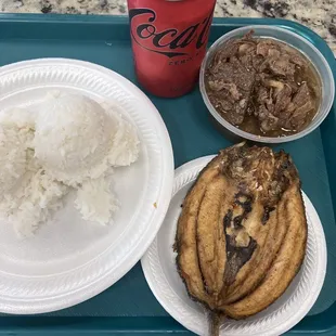 Beef steak and bangus. Bangus is my fav!