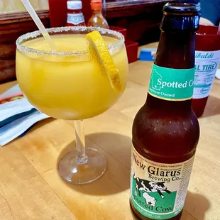 Peach Margarita and a Spotted Cow