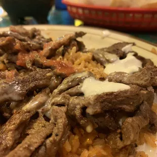 steak and rice