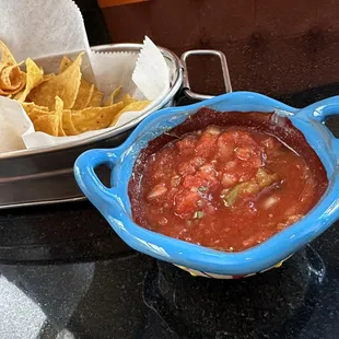 Salsa and chips.