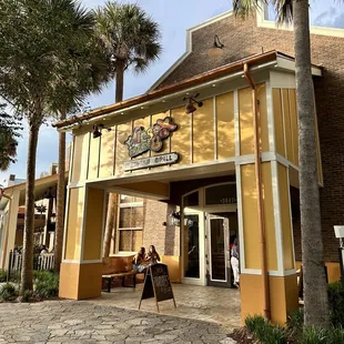 the entrance to the restaurant