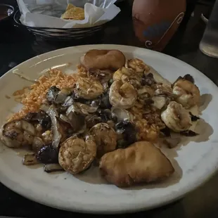 Shrimp entree with queso