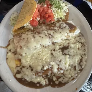 #1 lunch special taco, enchilada and chalupa