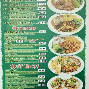 Updated 2021 menu