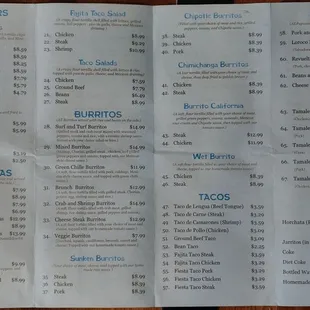 Current menu, as of 21 January 2021.