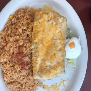 Chimichanga and rice