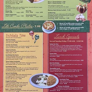the menu for a mexican restaurant