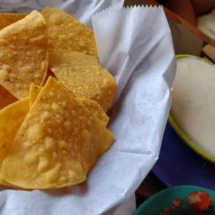 Chips and warm cheese dip
