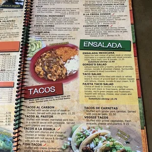 a menu for a mexican restaurant