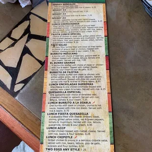 menu
