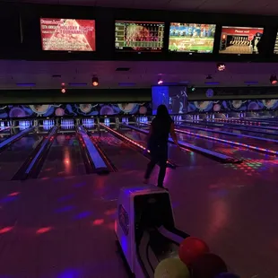 Late night bowling with family.