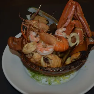 a bowl of seafood