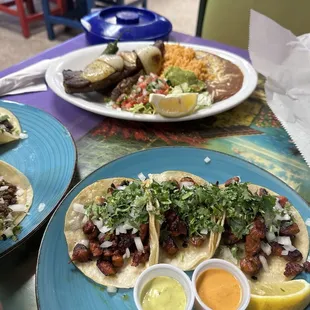 This was a special they were doing with short ribs, it was AMAZING!!! The tacos are Al Pastor, and Asada.