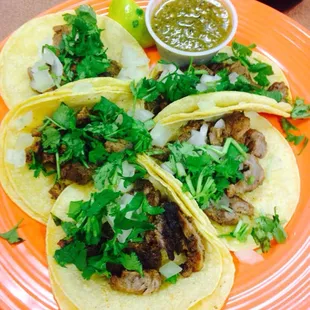 Asada tacos, 5 for just under 10$!!!!!sweeeeet!!!