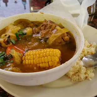 Beef and vegetable soup was very delicious.