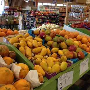 a variety of fruits in a grocery store