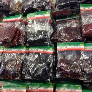 a large display of chilis