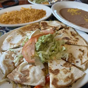 Steak / Fajita Quesadilla with bell pepper , onion , and tomato