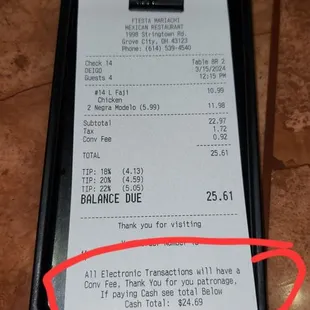 This Business Charges A Fee For Using Your Credit Card.