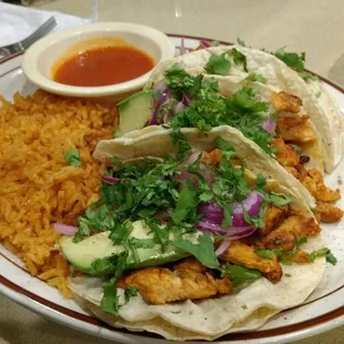 Marinated chicken tacos