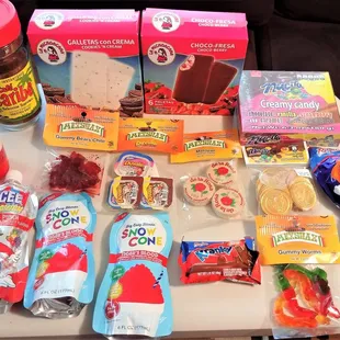 a variety of snacks on a table