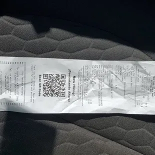 Picture of receipt to document the date and time that the adverse ncident transpired.
