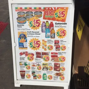 Specials posted outside entry