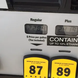 gas prices at a gas station