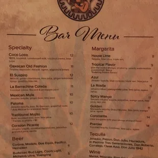 menu