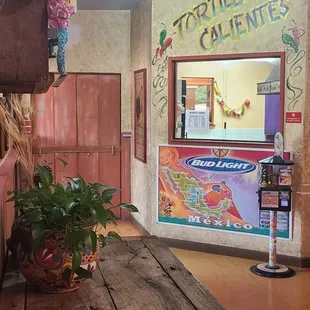 a wooden table and chairs