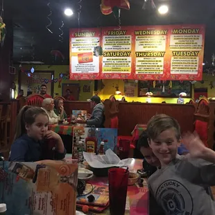 Family friendly atmosphere. Good food, great atmosphere. I had tortilla soup, it was very good and large portion.