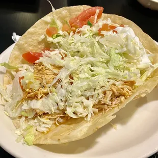 Taco Loco with shredded chicken