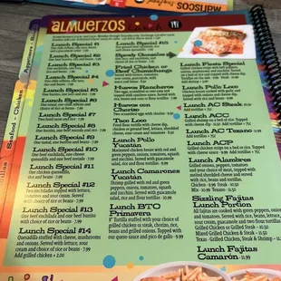 a menu for a mexican restaurant