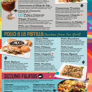 a menu for a mexican restaurant