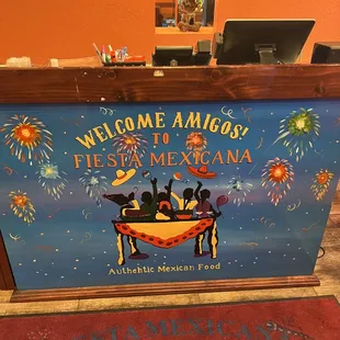 a welcome sign for a mexican restaurant