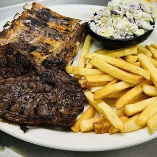 Steak and Ribs with side of Mexican Coleslaw