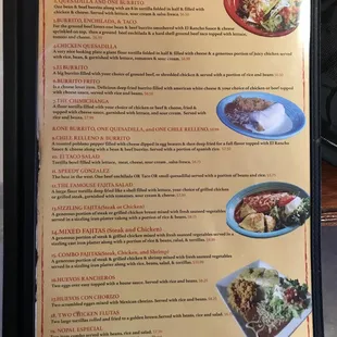 a menu for lunch time