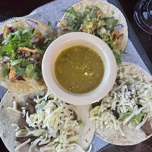 tortillas, salsa, and a glass of red wine