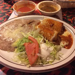 Chimichanga platter. Delicious. The chips and salsa were good too.