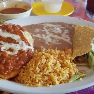 Combo with a taco and chile relleno. Yum.