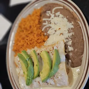 Avocado chicken enchiladas
