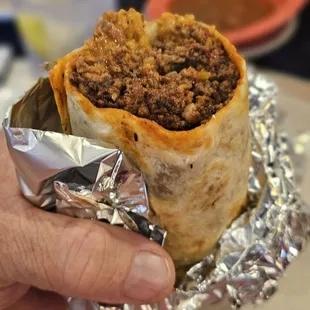 Beef burrito with chorizo