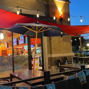 tables and umbrellas