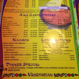 the menu